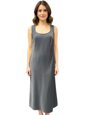 Calvin Klein Gray Satin Scoop Neck Slip Dress Size L